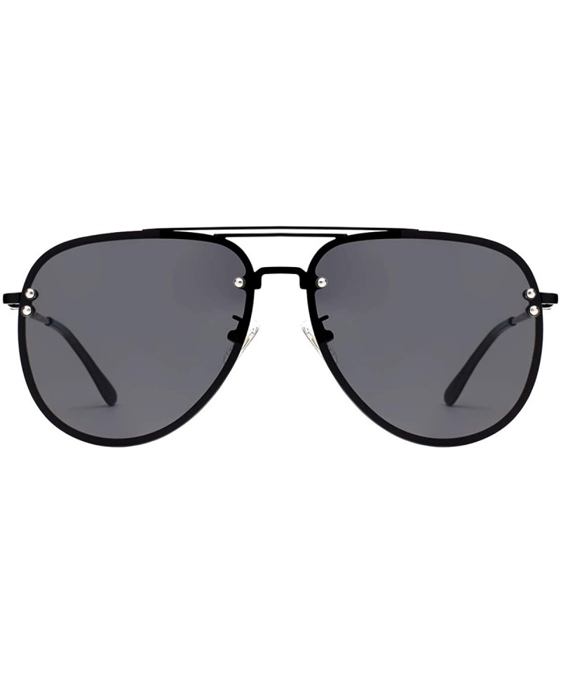 Oversized Rimless Aviator Sunglasses Metal Frame with Spring Hinges -  Designer Inspired Shade for Women/Men 87247 - CY1867YZUIG