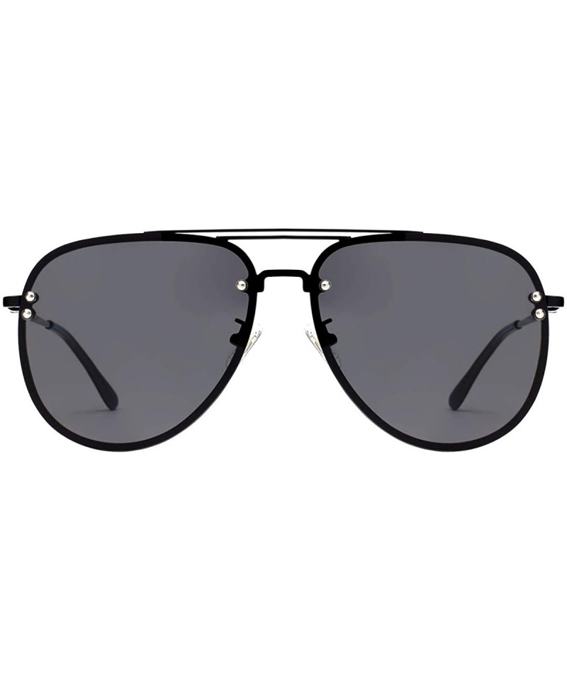 Oversized Rimless Aviator Sunglasses Metal Frame with Spring Hinges -  Designer Inspired Shade for Women/Men 87247 - CY1867YZUIG