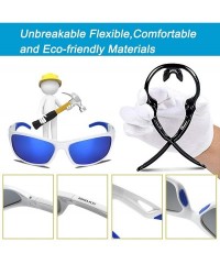 Sport Sunglasses for Men Women-Polarized Sports for Cycling Fishing Running - Blue&white - CP18Z2X9CLT $33.70