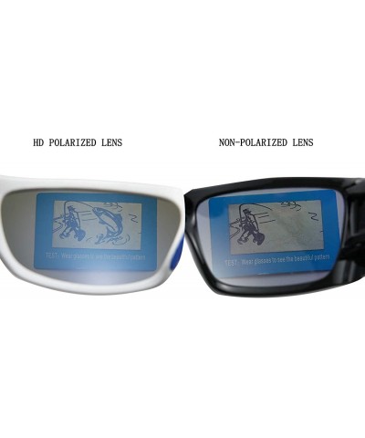 Sport Sunglasses for Men Women-Polarized Sports for Cycling Fishing Running - Blue&white - CP18Z2X9CLT $17.51