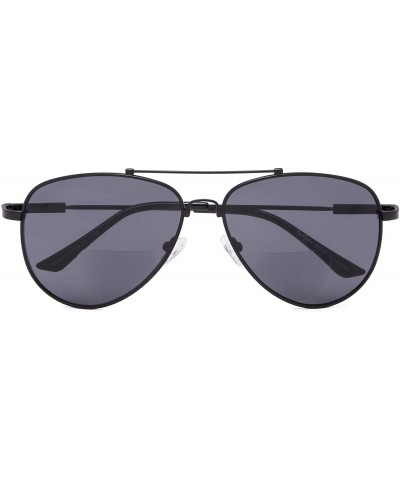 Aviator Memory Bridge and Arm Bifocal Sunglasses Polit Style Sunshine Readers Men Women - Black-grey-lens - CJ18N0LNITC $25.71