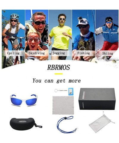 Sport Sunglasses for Men Women-Polarized Sports for Cycling Fishing Running - Blue&white - CP18Z2X9CLT $17.51