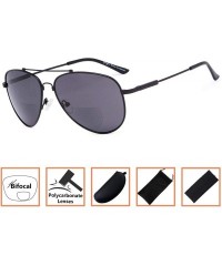 Aviator Memory Bridge and Arm Bifocal Sunglasses Polit Style Sunshine Readers Men Women - Black-grey-lens - CJ18N0LNITC $12.35