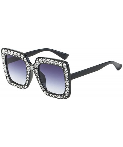 Square Womens Fashion Rhinestones Quadrate Metal Frame Classic Sunglasses - Multicolor D - C9196X6Z05G $7.20