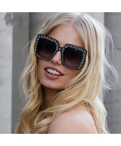 Square Womens Fashion Rhinestones Quadrate Metal Frame Classic Sunglasses - Multicolor D - C9196X6Z05G $16.43