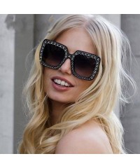Square Womens Fashion Rhinestones Quadrate Metal Frame Classic Sunglasses - Multicolor D - C9196X6Z05G $16.43