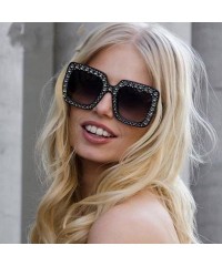 Square Womens Fashion Rhinestones Quadrate Metal Frame Classic Sunglasses - Multicolor D - C9196X6Z05G $7.20