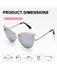 Oversized Women's Oversized Polarized Metal Frame Mirrored Cat Eye Sunglasses MT3 - B Silver Frame/Silver Mirrored Lens - C91...
