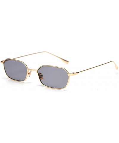 Square Retro Rectangle Sunglasses Women Small Male Sun Glasses for Men Metal Gifts Item - Gold With Black - CB18WYO88NH $12.05