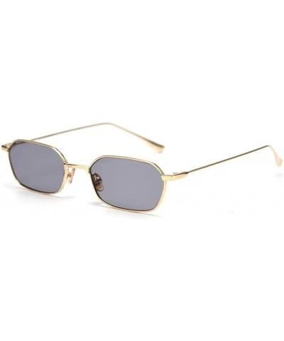 Square Retro Rectangle Sunglasses Women Small Male Sun Glasses for Men Metal Gifts Item - Gold With Black - CB18WYO88NH $20.62