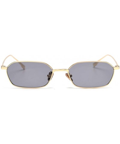 Square Retro Rectangle Sunglasses Women Small Male Sun Glasses for Men Metal Gifts Item - Gold With Black - CB18WYO88NH $12.05