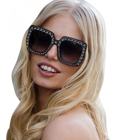Square Womens Fashion Rhinestones Quadrate Metal Frame Classic Sunglasses - Multicolor D - C9196X6Z05G $16.43