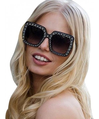 Square Womens Fashion Rhinestones Quadrate Metal Frame Classic Sunglasses - Multicolor D - C9196X6Z05G $7.20