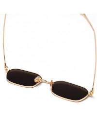 Square Retro Rectangle Sunglasses Women Small Male Sun Glasses for Men Metal Gifts Item - Gold With Black - CB18WYO88NH $12.05
