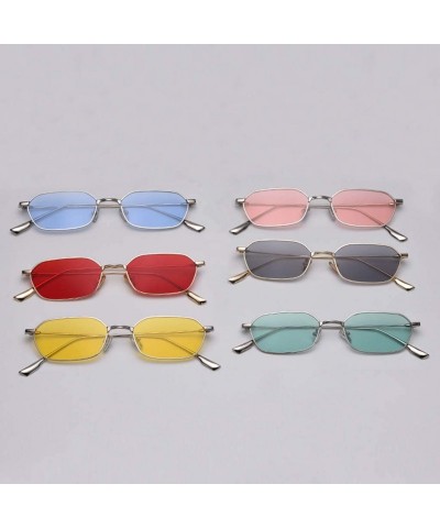 Square Retro Rectangle Sunglasses Women Small Male Sun Glasses for Men Metal Gifts Item - Gold With Black - CB18WYO88NH $12.05