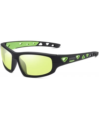 Aviator Mens Polarized Photochromic Sports Sunglasses Cycling Sun Glasses Eyewear - Black Green 2 - CH18YKZERTW $41.21
