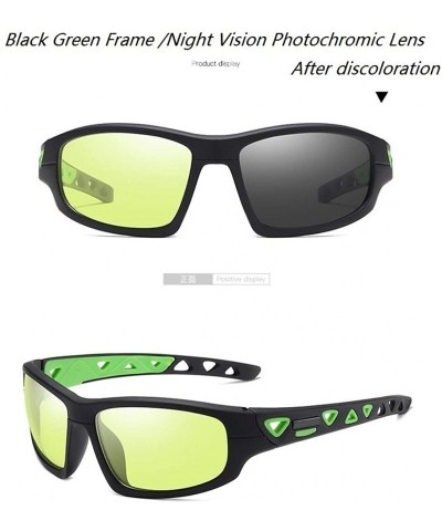 Aviator Mens Polarized Photochromic Sports Sunglasses Cycling Sun Glasses Eyewear - Black Green 2 - CH18YKZERTW $24.08