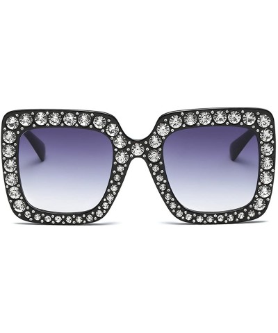 Square Womens Fashion Rhinestones Quadrate Metal Frame Classic Sunglasses - Multicolor D - C9196X6Z05G $16.43