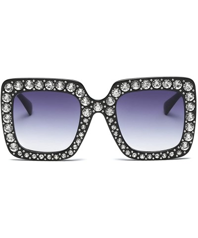 Square Womens Fashion Rhinestones Quadrate Metal Frame Classic Sunglasses - Multicolor D - C9196X6Z05G $7.20