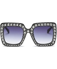 Square Womens Fashion Rhinestones Quadrate Metal Frame Classic Sunglasses - Multicolor D - C9196X6Z05G $16.43