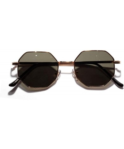Oval Metal Polygon Fashion Frame Sunglasses Women For Men Vintage Luxury Mirror Sun Glasses UV400 - CK1906WN98Y $30.91