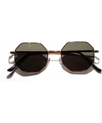 Oval Metal Polygon Fashion Frame Sunglasses Women For Men Vintage Luxury Mirror Sun Glasses UV400 - CK1906WN98Y $16.27