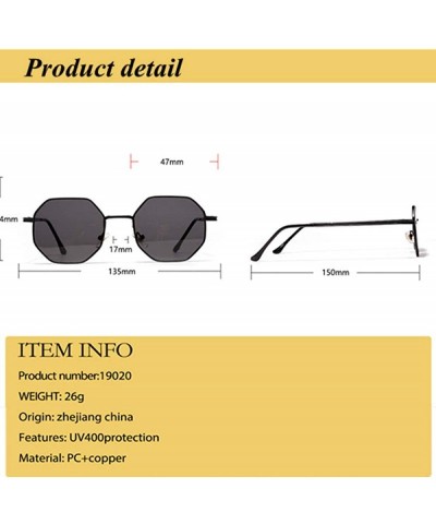 Oval Metal Polygon Fashion Frame Sunglasses Women For Men Vintage Luxury Mirror Sun Glasses UV400 - CK1906WN98Y $16.27