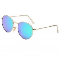 Round Lennon Vintage Metal Frame Round Circle Sunglasses Mirrored Polarized Lens - Gold/Green - CO12IELCR0J $18.12