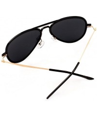 Aviator Classic Mirrored Aviator Sunglasses Gold Frame Eye Glasses Beach Travel - Black - CT183ITAOA7 $16.98