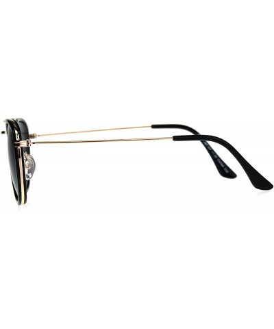 Round Retro Round Double Rim Bifocal Reading Sunglasses - Gold Black - C4180ZKQMMY $10.34