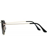 Round Retro Round Double Rim Bifocal Reading Sunglasses - Gold Black - C4180ZKQMMY $23.18