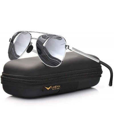 Sport Aviator Sunglasses for Women Polarized Mirror with Case - UV 400 Protection 60MM - 6-silver - CI19032OYC3 $32.55