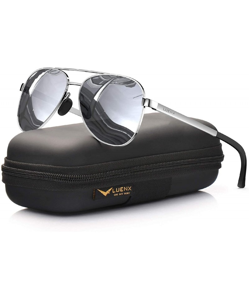 Sport Aviator Sunglasses for Women Polarized Mirror with Case - UV 400 Protection 60MM - 6-silver - CI19032OYC3 $18.03