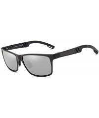 Rectangular Genuine adjustable sunglasses rectangular men polarized UV400 Ultra light Al-Mg - Black/Silver - C318QZYZO6K $29.68