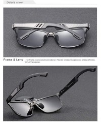 Rectangular Genuine adjustable sunglasses rectangular men polarized UV400 Ultra light Al-Mg - Black/Silver - C318QZYZO6K $29.68