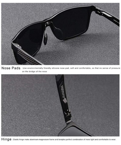 Rectangular Genuine adjustable sunglasses rectangular men polarized UV400 Ultra light Al-Mg - Black/Silver - C318QZYZO6K $29.68