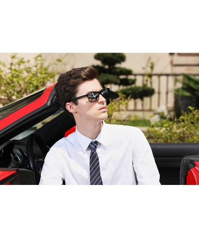 Rectangular Genuine adjustable sunglasses rectangular men polarized UV400 Ultra light Al-Mg - Black/Silver - C318QZYZO6K $29.68