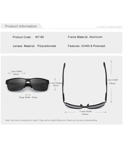 Rectangular Genuine adjustable sunglasses rectangular men polarized UV400 Ultra light Al-Mg - Black/Silver - C318QZYZO6K $29.68