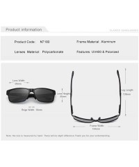 Rectangular Genuine adjustable sunglasses rectangular men polarized UV400 Ultra light Al-Mg - Black/Silver - C318QZYZO6K $29.68
