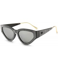 Cat Eye Exaggerated personality sunglasses and cat-eye sunglasses with diamonds - Black Frame Gray - C41999HYD02 $18.97