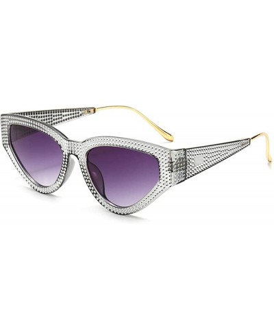 Cat Eye Exaggerated personality sunglasses and cat-eye sunglasses with diamonds - Black Frame Gray - C41999HYD02 $18.97