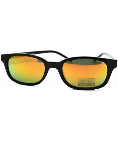 Oval Oval Rectangular Sunglasses Small Narrow Frame Multicolor Lens Shades - Black (Orange Mirror) - CI189DK0Z9D $18.45
