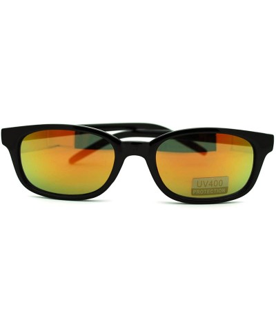 Oval Oval Rectangular Sunglasses Small Narrow Frame Multicolor Lens Shades - Black (Orange Mirror) - CI189DK0Z9D $10.58