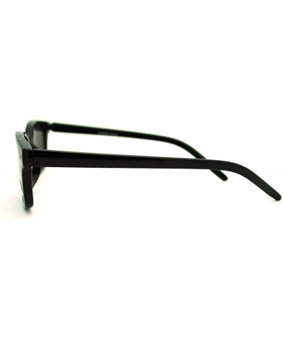 Oval Oval Rectangular Sunglasses Small Narrow Frame Multicolor Lens Shades - Black (Orange Mirror) - CI189DK0Z9D $10.58
