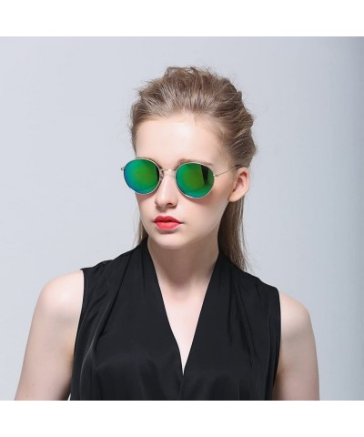 Round Lennon Vintage Metal Frame Round Circle Sunglasses Mirrored Polarized Lens - Gold/Green - CO12IELCR0J $18.12