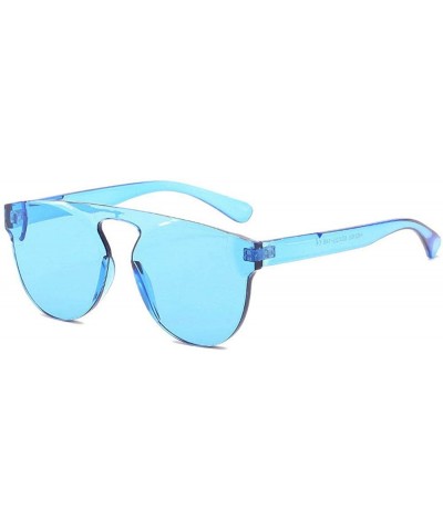 Oval Vintage Round Eyewear Women Brand Designer Retro Candy Color Party Sunglasses Eyewears - Blue - CG18ME6HQDK $10.78