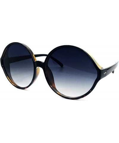 Oversized 7464 Premium Oversize XXL Women Round Retro Vintage Brand Style Sunglasses - Black Brown - C218DZZRNMG $29.06