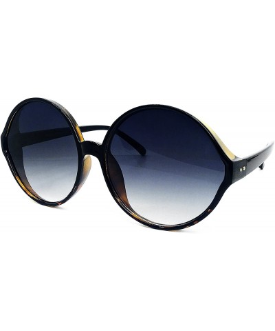 Oversized 7464 Premium Oversize XXL Women Round Retro Vintage Brand Style Sunglasses - Black Brown - C218DZZRNMG $12.01