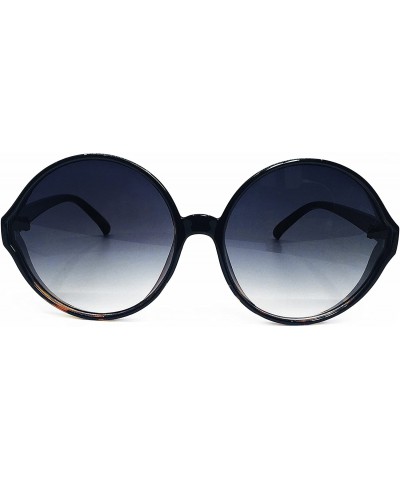 Oversized 7464 Premium Oversize XXL Women Round Retro Vintage Brand Style Sunglasses - Black Brown - C218DZZRNMG $12.01