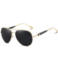 Aviator Polarized Sunglasses for Men Driving Travel UV Protection Aviator Frame - Gold Grey - CL18YCE7QMC $17.72